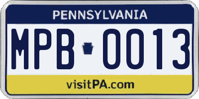 PA license plate MPB0013