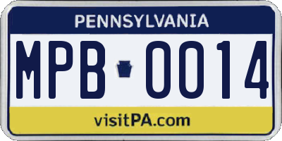 PA license plate MPB0014