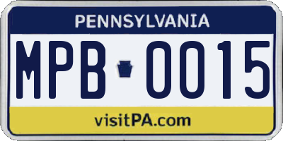 PA license plate MPB0015