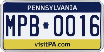 PA license plate MPB0016