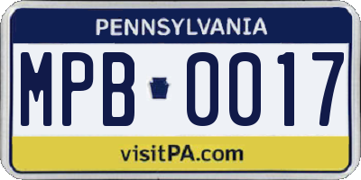 PA license plate MPB0017