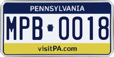 PA license plate MPB0018