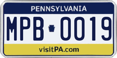 PA license plate MPB0019