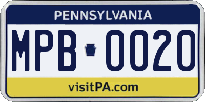 PA license plate MPB0020