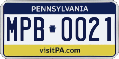 PA license plate MPB0021