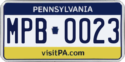 PA license plate MPB0023