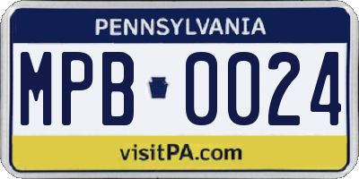 PA license plate MPB0024