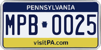 PA license plate MPB0025
