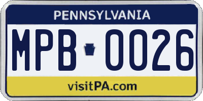 PA license plate MPB0026