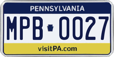 PA license plate MPB0027