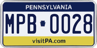 PA license plate MPB0028