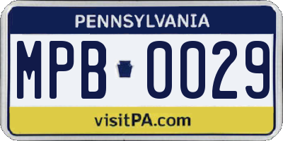 PA license plate MPB0029
