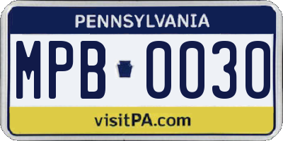 PA license plate MPB0030