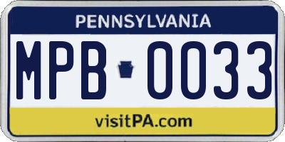 PA license plate MPB0033