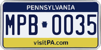 PA license plate MPB0035