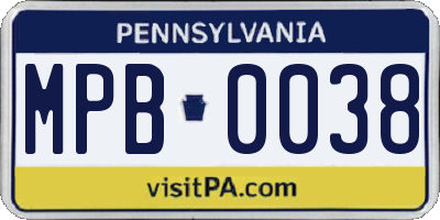 PA license plate MPB0038