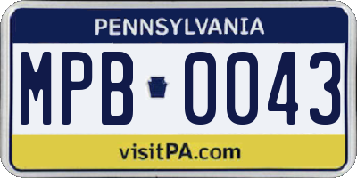 PA license plate MPB0043