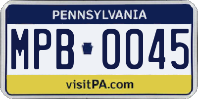PA license plate MPB0045