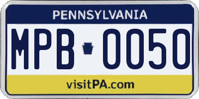 PA license plate MPB0050
