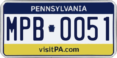 PA license plate MPB0051