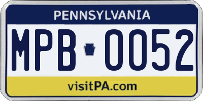 PA license plate MPB0052