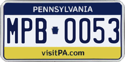 PA license plate MPB0053