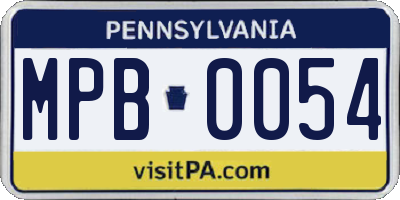 PA license plate MPB0054