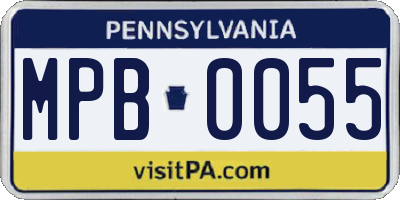 PA license plate MPB0055