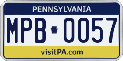 PA license plate MPB0057