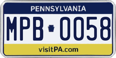 PA license plate MPB0058