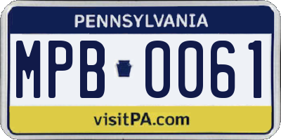 PA license plate MPB0061