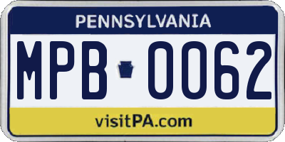 PA license plate MPB0062