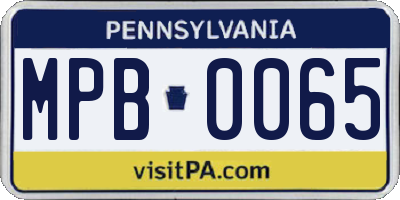 PA license plate MPB0065