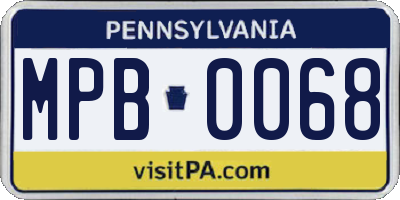 PA license plate MPB0068