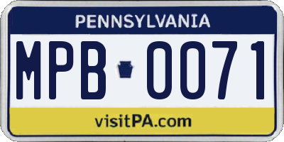 PA license plate MPB0071