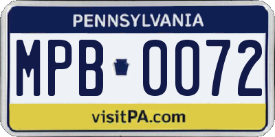 PA license plate MPB0072