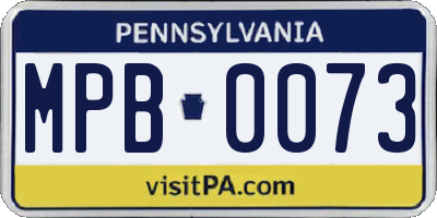 PA license plate MPB0073