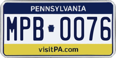 PA license plate MPB0076