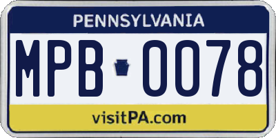 PA license plate MPB0078