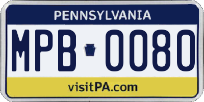 PA license plate MPB0080