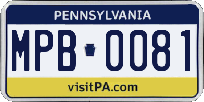 PA license plate MPB0081