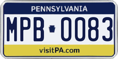 PA license plate MPB0083