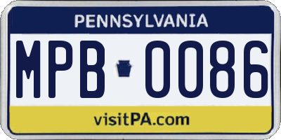 PA license plate MPB0086