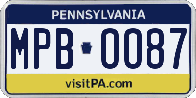 PA license plate MPB0087