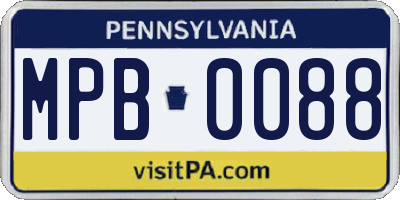 PA license plate MPB0088