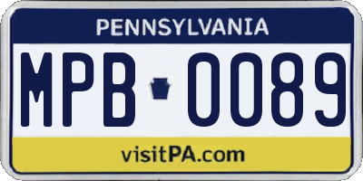 PA license plate MPB0089