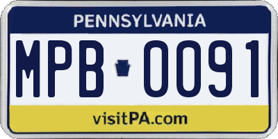 PA license plate MPB0091