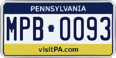 PA license plate MPB0093