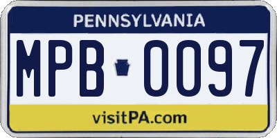 PA license plate MPB0097