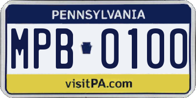 PA license plate MPB0100